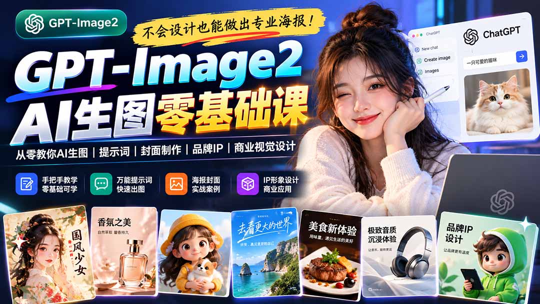(20944期)不会设计也能做出专业海报!GPT-Image2从零教你AI生图、提示词、封面制作、品牌IP与商业视觉设计-悟空知识星球