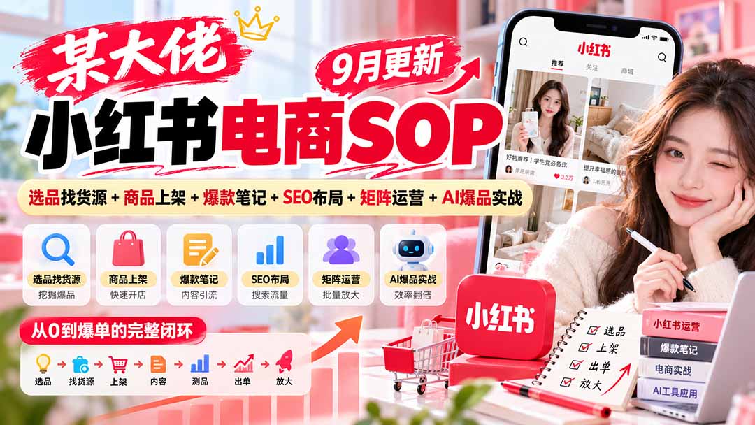(20757期)某大佬小红书电商SOP|9月更新:选品找货源+商品上架+爆款笔记+SEO布局+矩阵运营+AI爆品实战-悟空知识星球