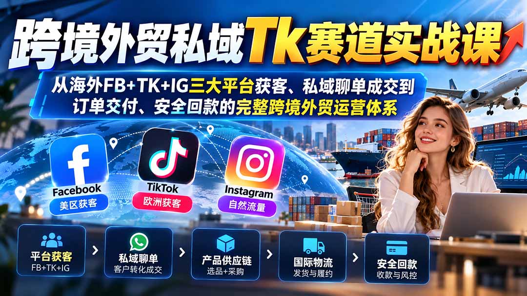 (20894期)跨境外贸私域Tk赛道实战课:从海外FB+TK+IG三大平台获客、私域聊单成交到订单交付、安全回款的完整跨境外贸运营体系-悟空知识星球