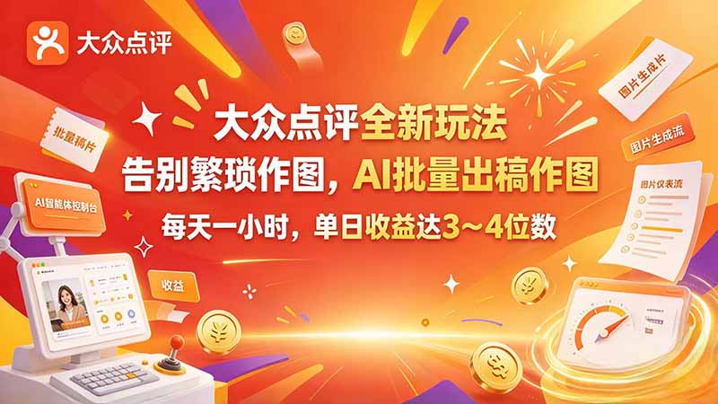 (21125期)大众点评全新玩法,不用繁琐作图,AI 批量出稿作图,每天一小时,单日收益达 3~4 位数-悟空知识星球