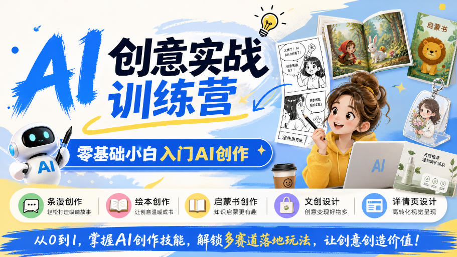 AI创意实战训练营,零基础小白入门AI创作,解锁条漫、绘本、启蒙书、文创、详情页多赛道落地玩法-悟空知识星球