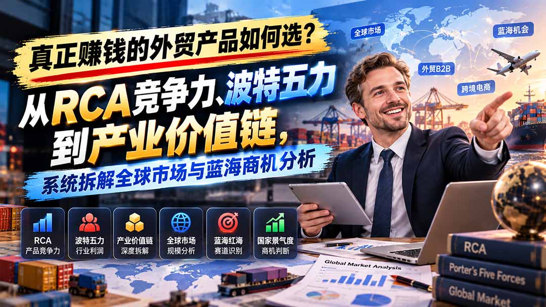 (20932期)真正赚钱的外贸B2B产品如何选?从RCA竞争力、波特五力到产业价值链,系统拆解全球市场与蓝海商机分析-悟空知识星球