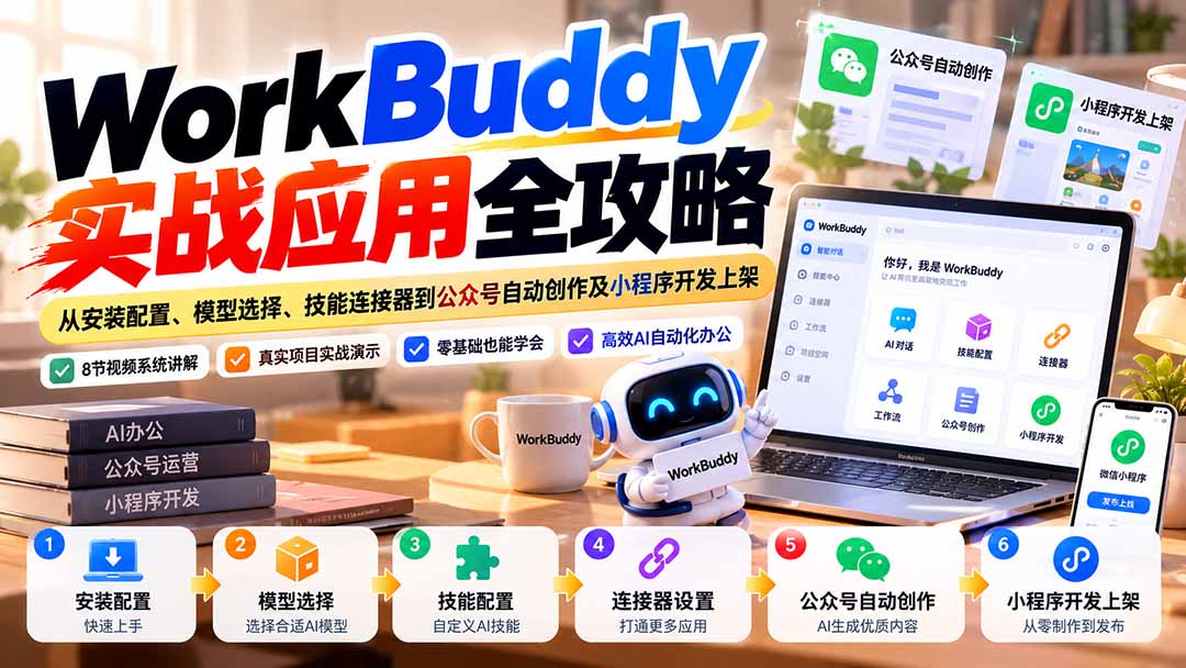 （21093期）WorkBuddy 实战应用全攻略：从安装配置、模型选择、技能连接器到公众号自动创作及小程序开发上架-悟空知识星球