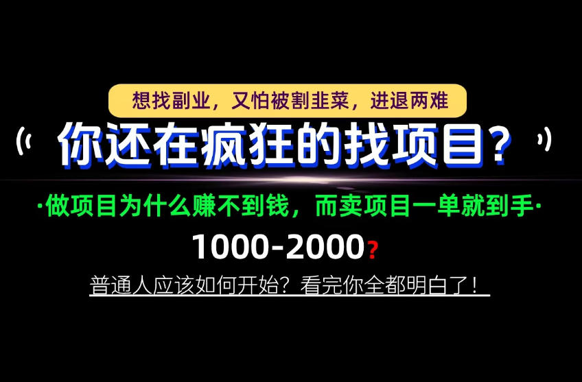 你还在疯狂的找项目?别傻了!卖项目才是真正的一本万利!怎么做,看完你全都明白!【揭秘】-悟空知识星球