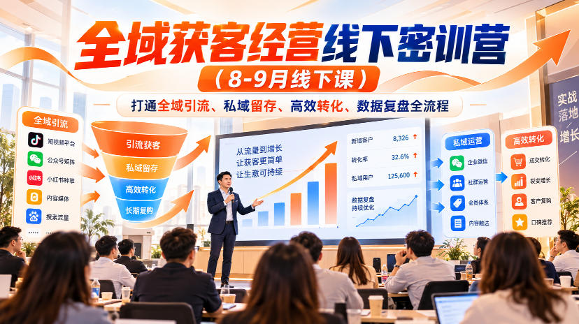 全域获客经营线下密训营（8-9月线下课），打通全域引流、私域留存、高效转化、数据复盘全流程-悟空知识星球