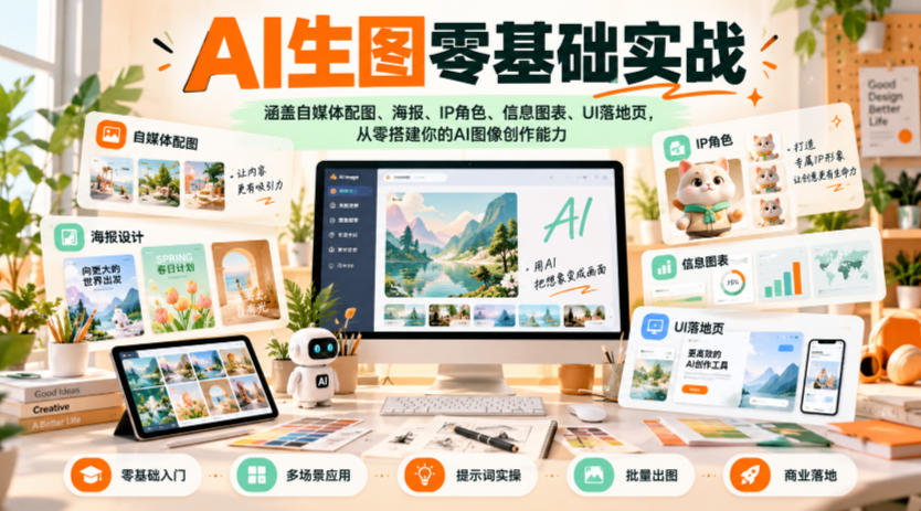 AI生图零基础实战,涵盖自媒体配图、海报、IP角色、信息图表、UI落地页,从零搭建你的AI图像创作能力-悟空知识星球