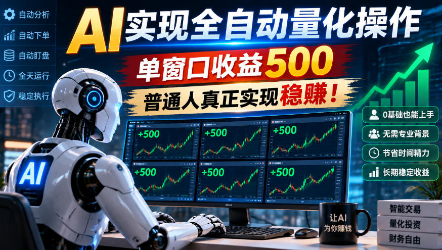 AI实现全自动量化操作，单窗口收益500，普通人真正实现稳賺！【揭秘】-悟空知识星球