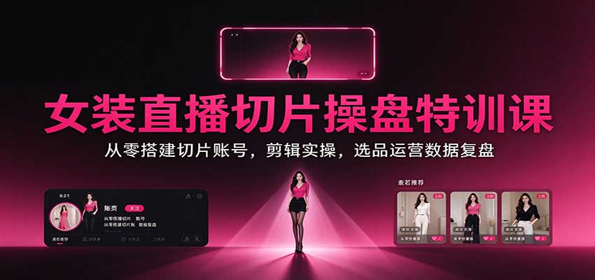 女装直播切片操盘特训课:从零搭建切片账号,剪辑实操,选品运营数据复盘-悟空知识星球