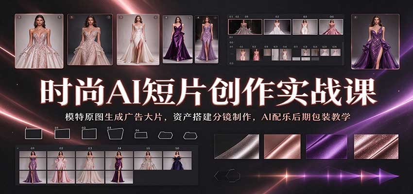 时尚AI短片创作实战课:模特原图生成广告大片,资产搭建分镜制作,AI配乐后期包装教学-悟空知识星球