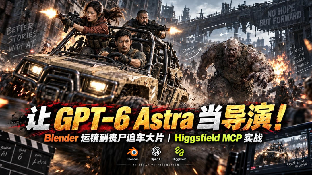 让GPT-6 Astra当导演!Blender运镜到丧尸追车大片|Higgsfield MCP实战-悟空知识星球