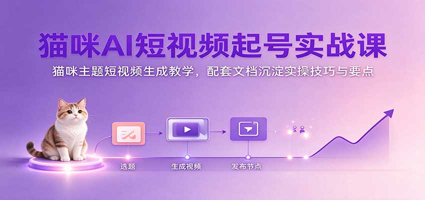 猫咪AI短视频起号实战课:猫咪主题短视频生成教学,配套文档沉淀实操技巧与要点-悟空知识星球