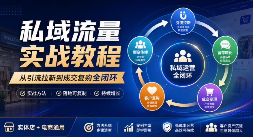 私域流量实战教程,从引流拉新到成交复购全闭环,实体店电商通用-悟空知识星球