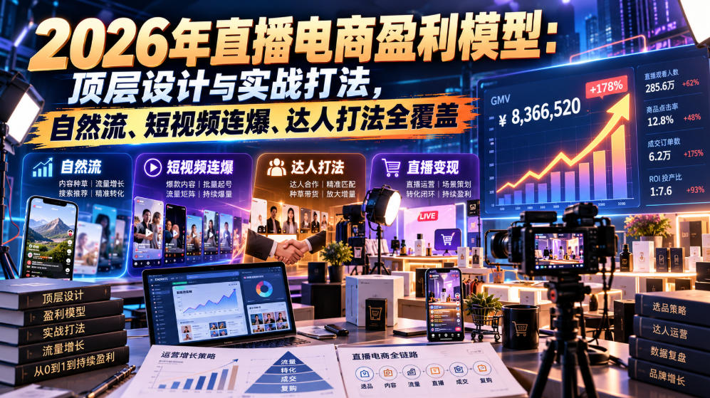 2026年直播电商盈利模型:顶层设计与实战打法,自然流、短视频连爆、达人打法全覆盖-悟空知识星球