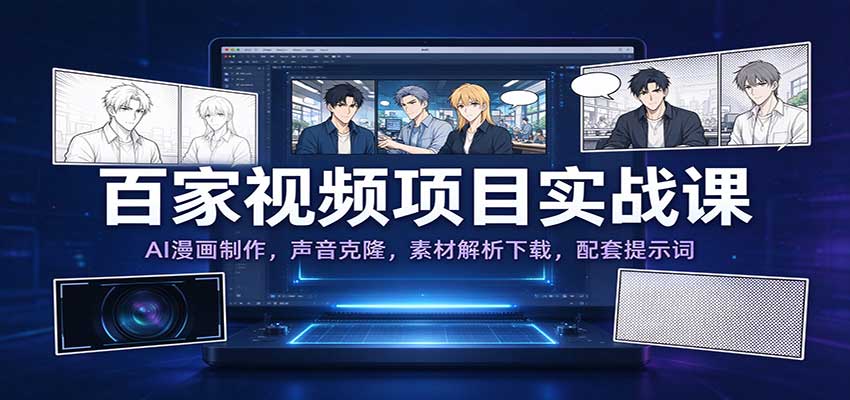 百家视频项目实战课:AI漫画制作,声音克隆,素材解析下载,配套提示词-悟空知识星球