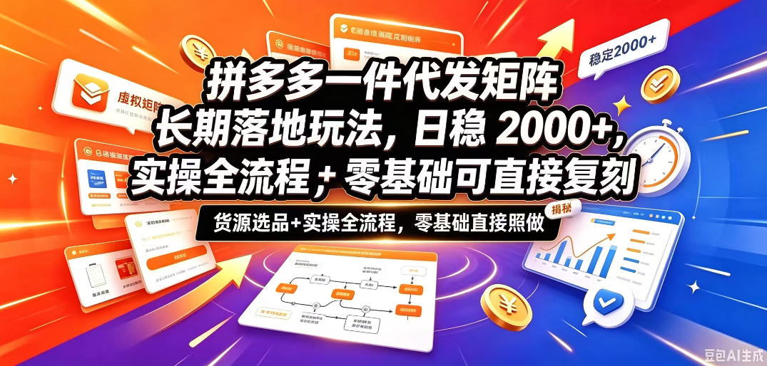 拼多多一件代发矩阵长期落地玩法,日稳入2k+,选品货源+实操全流程,零基础可直接复刻【拆解】-悟空知识星球