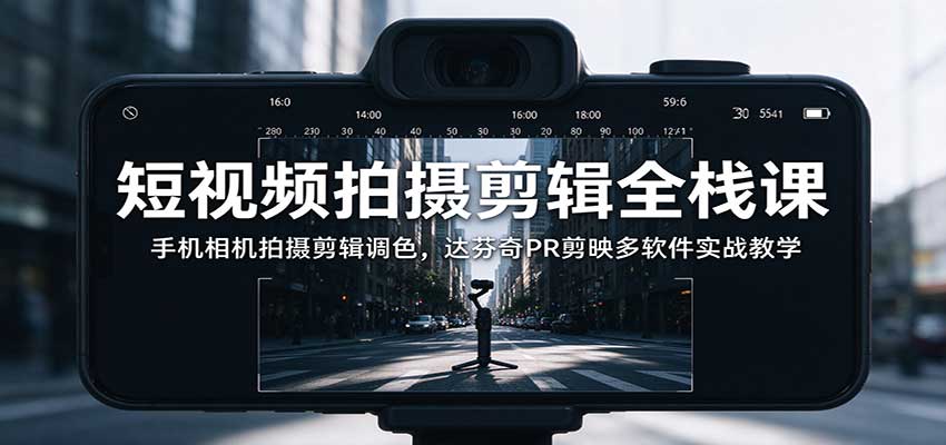短视频拍摄剪辑全栈课:手机相机拍摄剪辑调色,达芬奇PR剪映多软件实战教学-悟空知识星球