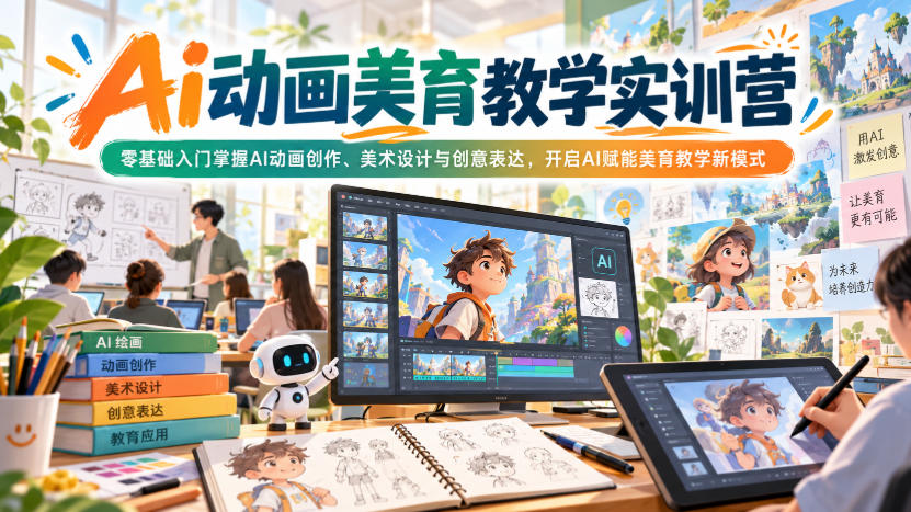 Ai动画美育教学实训营，零基础入门掌握AI动画创作、美术设计与创意表达，开启AI赋能美育教学新模式-悟空知识星球