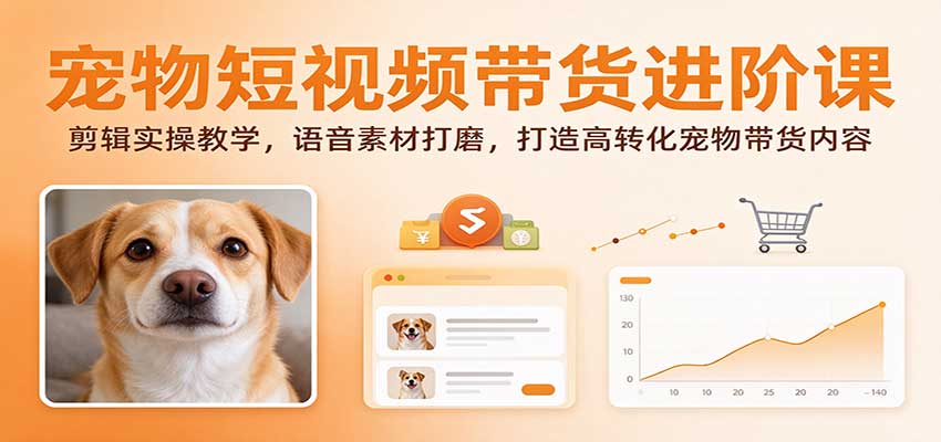 宠物短视频带货进阶课:剪辑实操教学,语音素材打磨,打造高转化宠物带货内容-悟空知识星球
