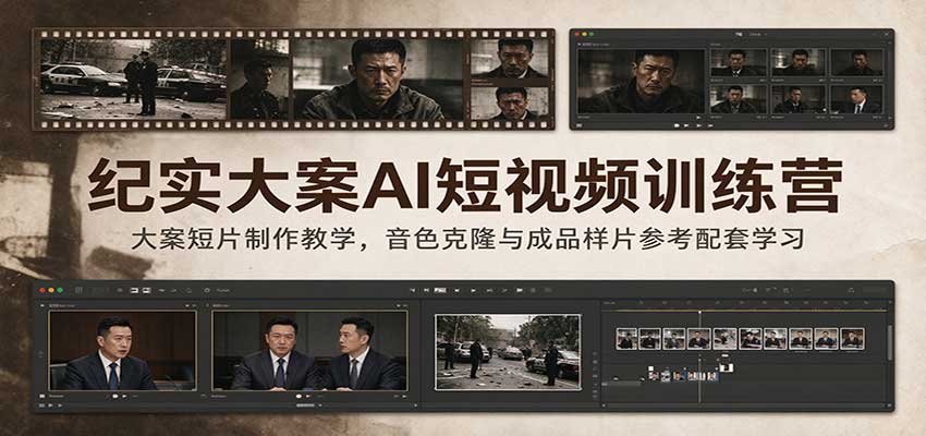 纪实大案AI短视频训练营:大案短片制作教学,音色克隆与成品样片参考配套学习-悟空知识星球