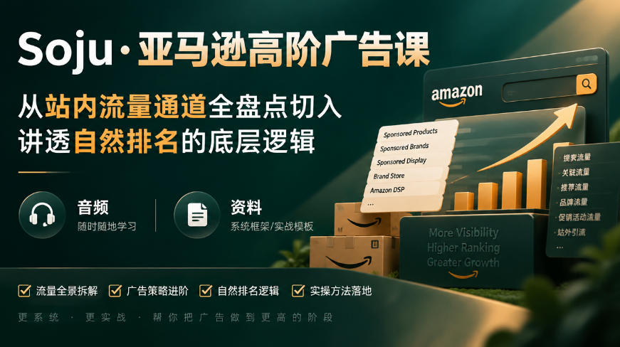 亚马逊高阶广告课，从站内流量通道全盘点切入，讲透自然排名的底层逻辑（直播+音频+资料）-悟空知识星球