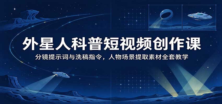 外星人科普短视频创作课:分镜提示词与洗稿指令,人物场景提取素材全套教学-悟空知识星球