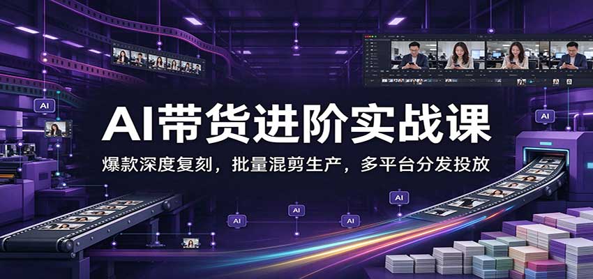 AI带货进阶实战课:爆款深度复刻,批量混剪生产,多平台分发投放-悟空知识星球