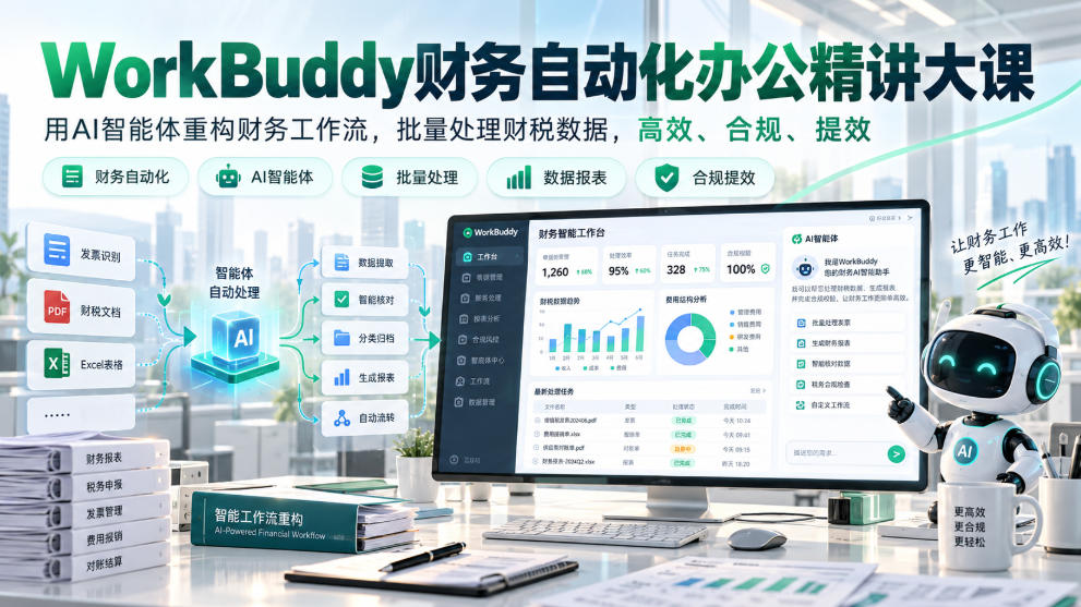 WorkBuddy财务自动化办公精讲大课,用AI智能体重构财务工作流,批量处理财税数据,高效、合规、提效-悟空知识星球
