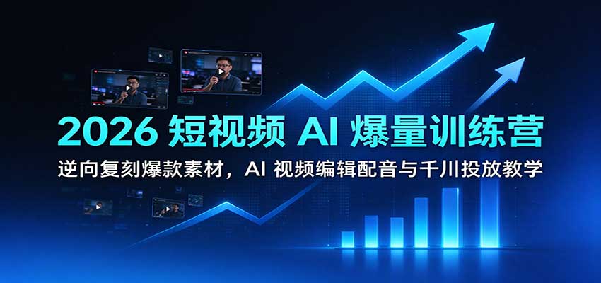 2026短视频AI爆量训练营：逆向复刻爆款素材，AI视频编辑配音与千川投放教学-悟空知识星球