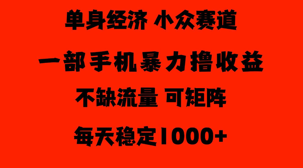 26年暴力单身经济,稳定日入500-1k,不缺流量,流量极大,冷门小众赛道,门槛低小白轻松上手【揭秘】-悟空知识星球