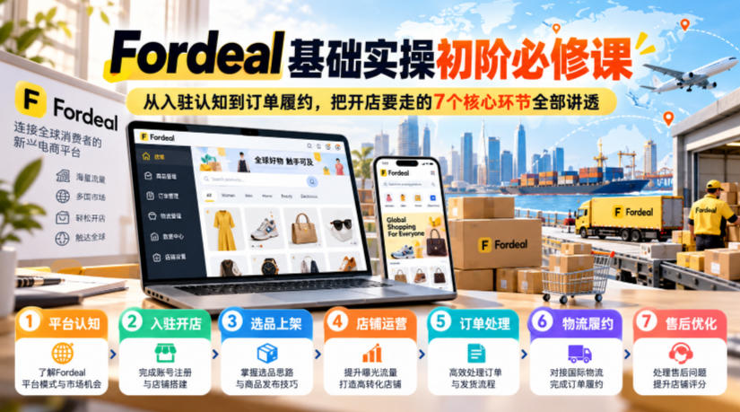 Fordeal基础实操初阶必修课，从入驻认知到订单履约，把开店要走的7个核心环节全部讲透-悟空知识星球