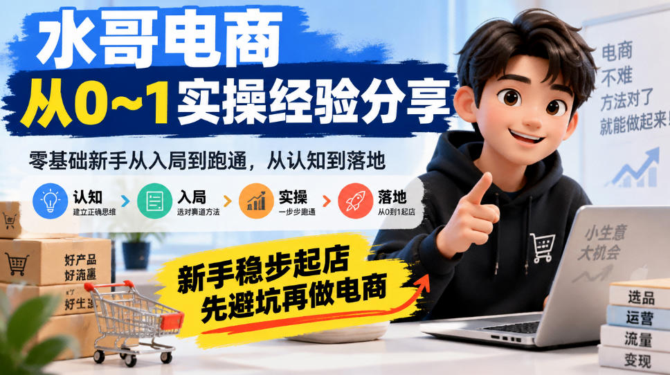 水哥电商从0~1实操经验分享,零基础新手从入局到跑通,从认知到落地,新手稳步起店,先避坑再做电商-悟空知识星球