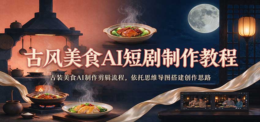 古风美食AI短剧制作教程：古装美食AI制作剪辑流程，依托思维导图搭建创作思路-悟空知识星球