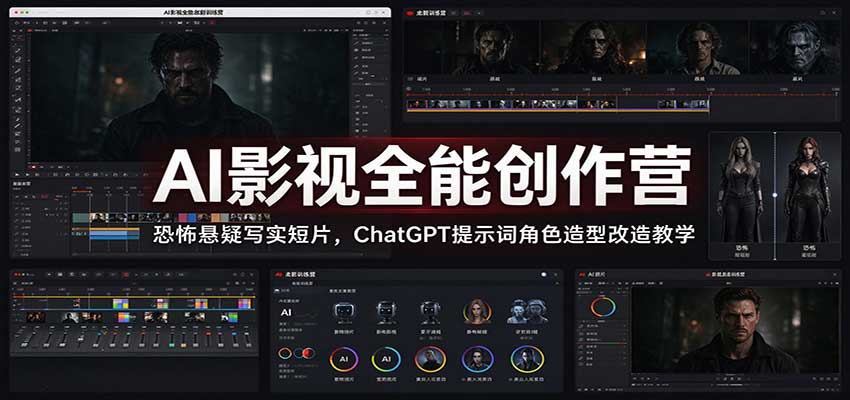 AI影视全能创作营:恐怖悬疑写实短片,ChatGPT提示词角色造型改造教学-悟空知识星球