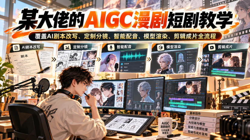 某大佬的AIGC漫剧短剧教学,覆盖AI剧本改写、定制分镜、智能配音、模型渲染、剪辑成片全流程-悟空知识星球