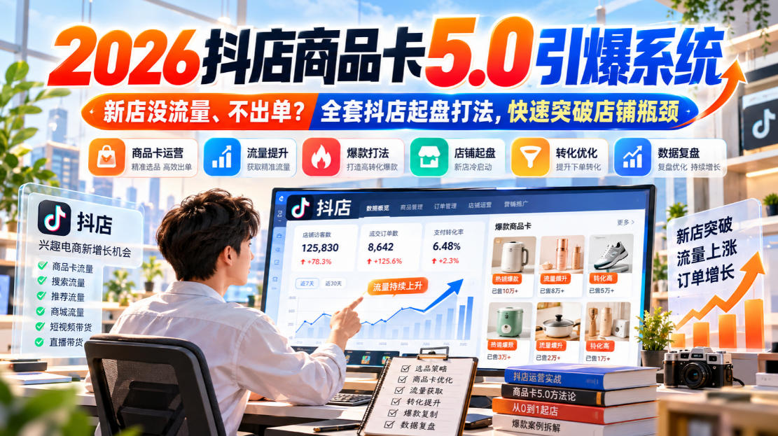 2026抖店商品卡5.0引爆系统，新店没流量、不出单？全套抖店起盘打法，快速突破店铺瓶颈-悟空知识星球