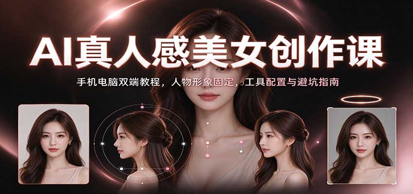 AI真人感美女创作课:手机电脑双端教程,人物形象固定,工具配置与避坑指南-悟空知识星球