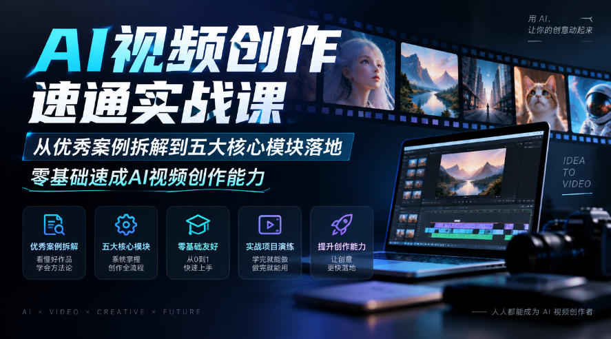 AI视频创作速通实战课｜从优秀案例拆解到五大核心模块落地，零基础速成AI视频创作能力-悟空知识星球