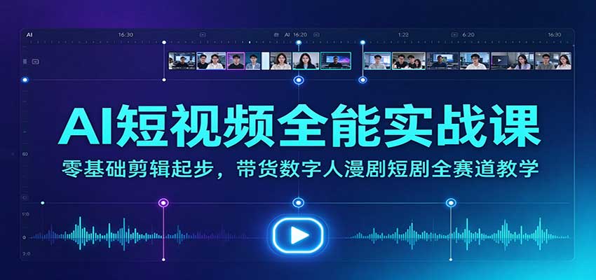AI短视频全能实战课:零基础剪辑起步,带货数字人漫剧短剧全赛道教学-悟空知识星球