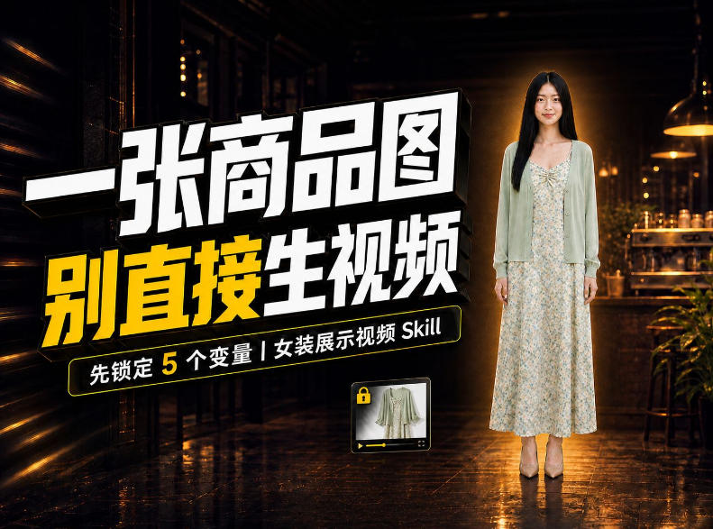 女装AI视频总翻车？问题不在提示词，女装展示视频Skill先锁定5个变量！-悟空知识星球