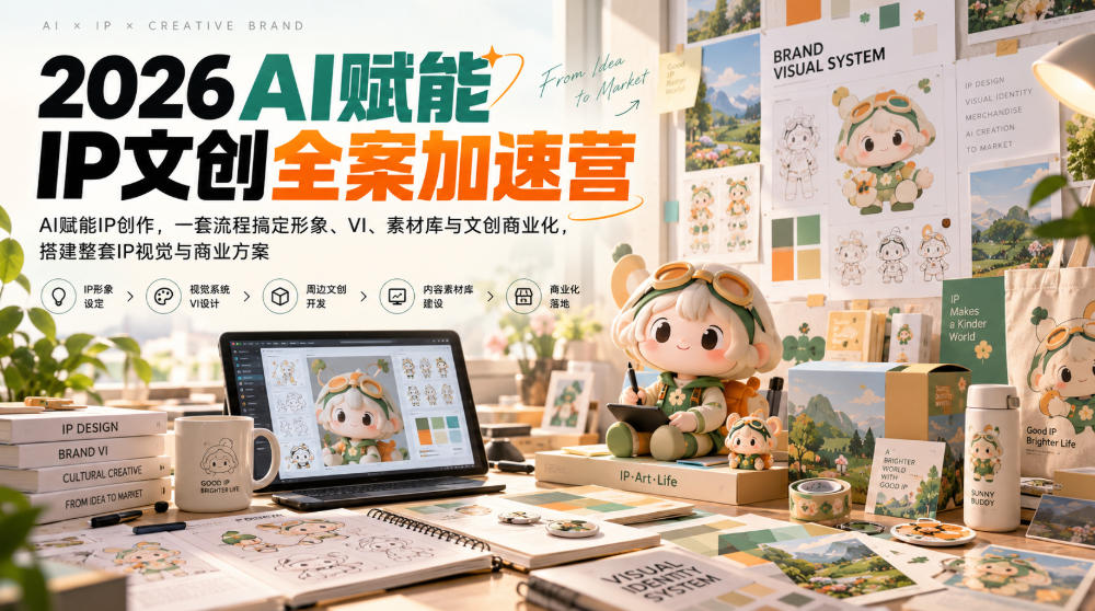2026AI赋能ip文创全案加速营,AI赋能IP创作,一套流程搞定形象、VI、素材库与文创商业化,搭建整套IP视觉与商业方案-悟空知识星球