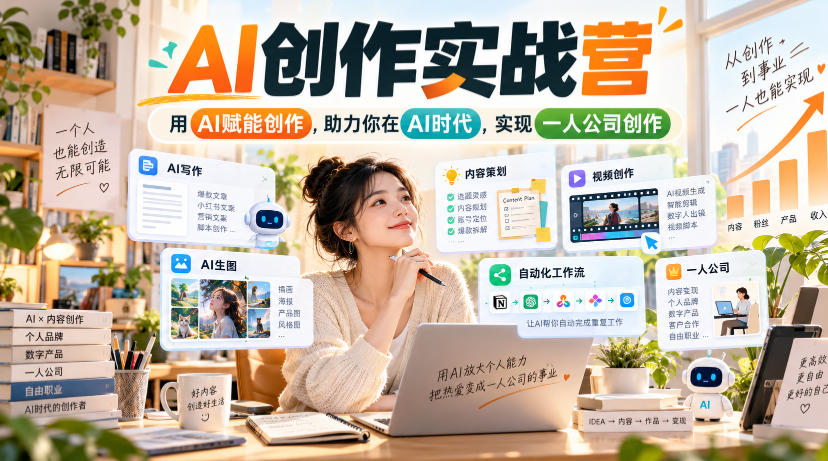 AI创作实战营,用AI赋能创作,助力你在AI时代,实现一人公司创作-悟空知识星球