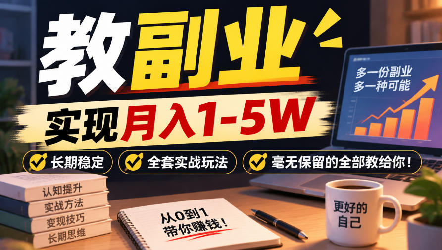 “教副业”实现月入1-5W，长期稳定，全套实战玩法毫无保留的全部教给你！【揭秘】-悟空知识星球