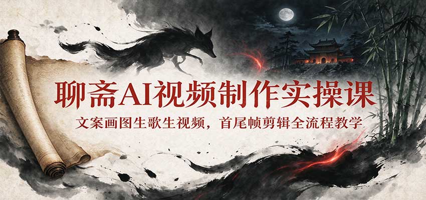 聊斋AI视频制作实操课:文案画图生歌生视频,首尾帧剪辑全流程教学-悟空知识星球
