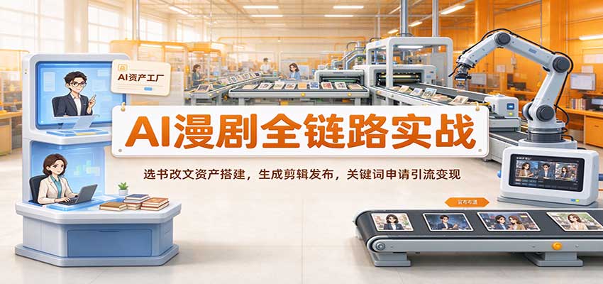 AI漫剧全链路实战：选书改文资产搭建，生成剪辑发布，关键词申请引流变现-悟空知识星球