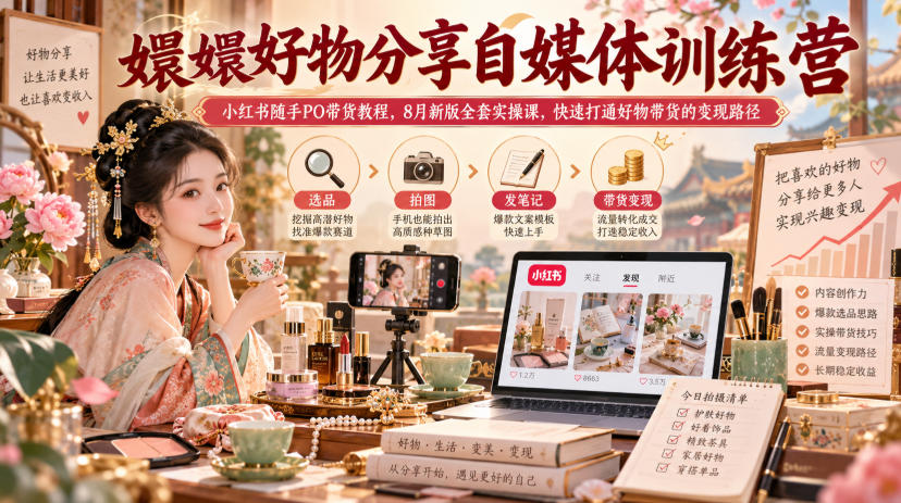 嬛嬛好物分享自媒体训练营|小红书随手PO带货教程,8月新版全套实操课,快速打通好物带货的变现路径-悟空知识星球