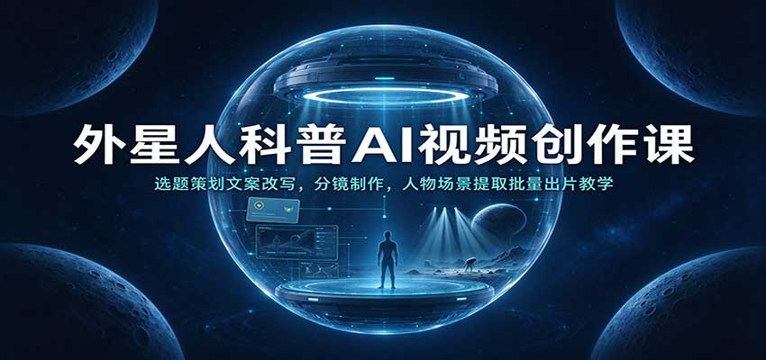 外星人科普AI视频创作课:选题策划文案改写,分镜制作,人物场景提取批量出片教学-悟空知识星球