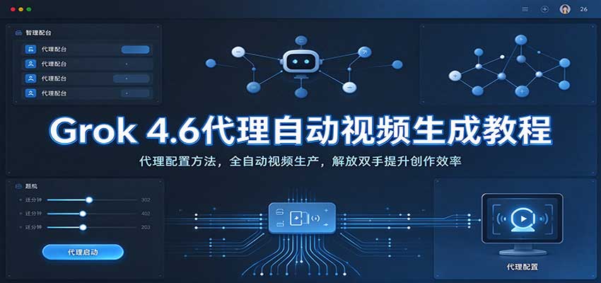 Grok 4.6代理自动视频生成教程:代理配置方法,全自动视频生产,解放双手提升创作效率-悟空知识星球