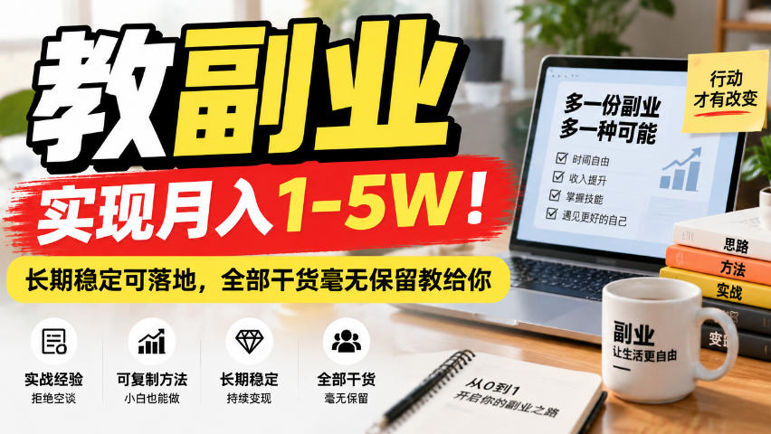 “教副业”实现月入1-5W!长期稳定可落地,全部干货毫无保留教给你【揭秘】-悟空知识星球