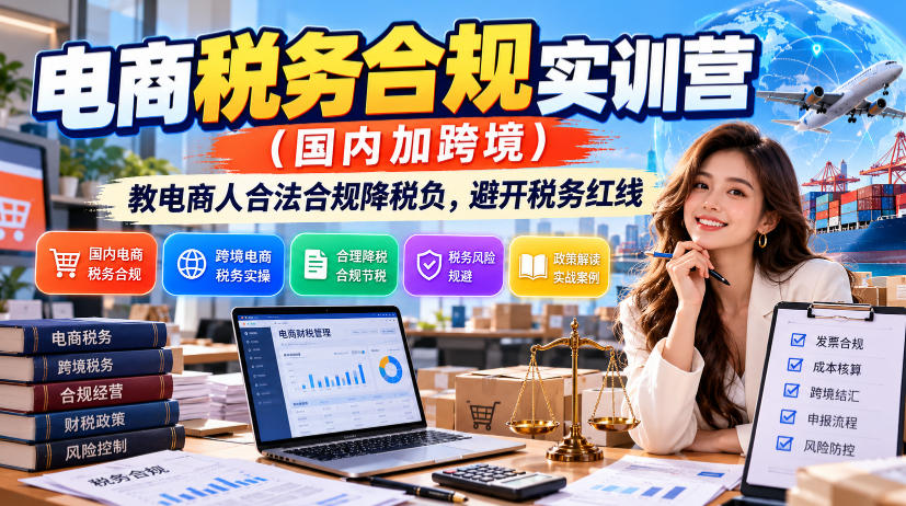 电商税务合规实训营（国内加跨境），教电商人合法合规降税负，避开税务红线-悟空知识星球