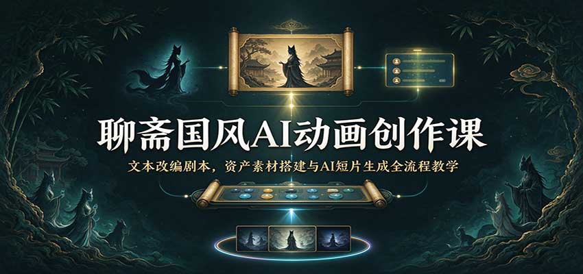 聊斋国风AI动画创作课：文本改编剧本，资产素材搭建与AI短片生成全流程教学-悟空知识星球